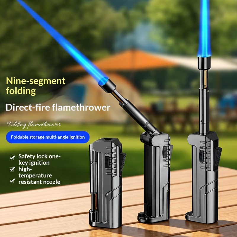 Fire Piston Starter - ไฟแช็กแก๊สแบบพับได้ รุ่น 2026 หัวฉีดพลังไฟสูง ทนลม พร้อมระบบล็อกนิรภัย