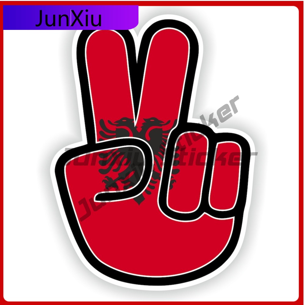 Outdoor Adventure Logo - สติกเกอร์อัลเบเนีย ลายมือ สัญลักษณ์สันติภาพ ชัยชนะ อุปกรณ์ตกแต่ง สำหรับหมวกกันน็อคมอเตอร์ไซค์