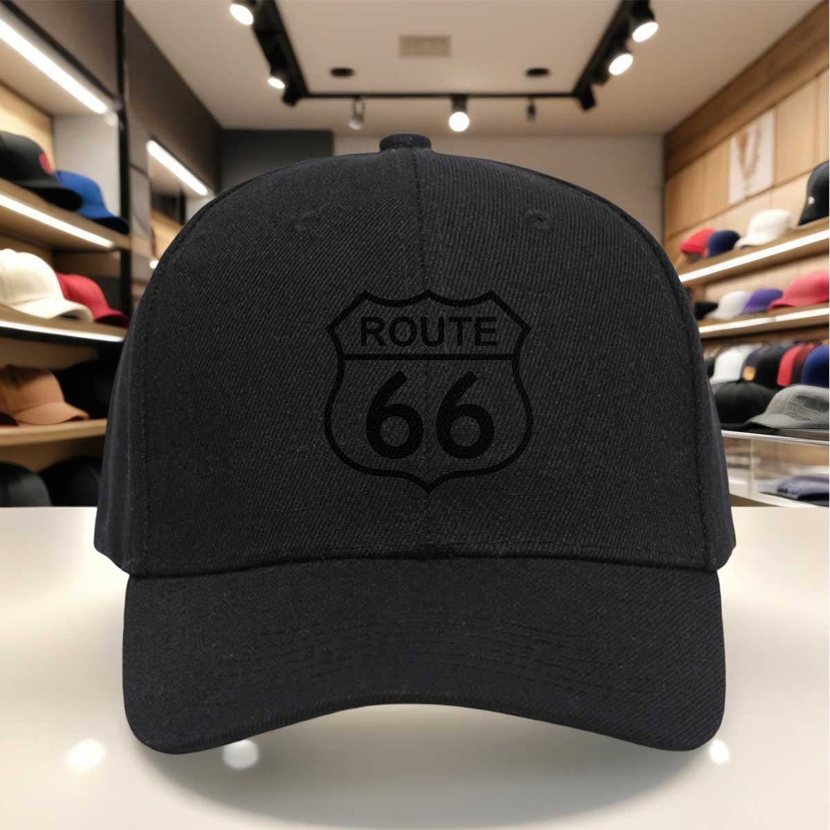 Outdoor Adventure Logo - หมวกเบสบอลโลโก้คลาสสิก Route 66, หมวกพิมพ์ลายปรับได้สำหรับการเดินทางกลางแจ้งและการผจญภัยบนท้องถนน, เครื่องประดับศีรษะสไตล์เรโทร
