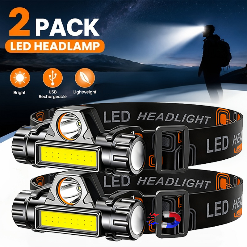Headlamp Waterproof Rechargeable - ไฟหน้า LED สว่างพิเศษแบบชาร์จไฟได้ ไฟฉายกันน้ำพร้อม XPE COB