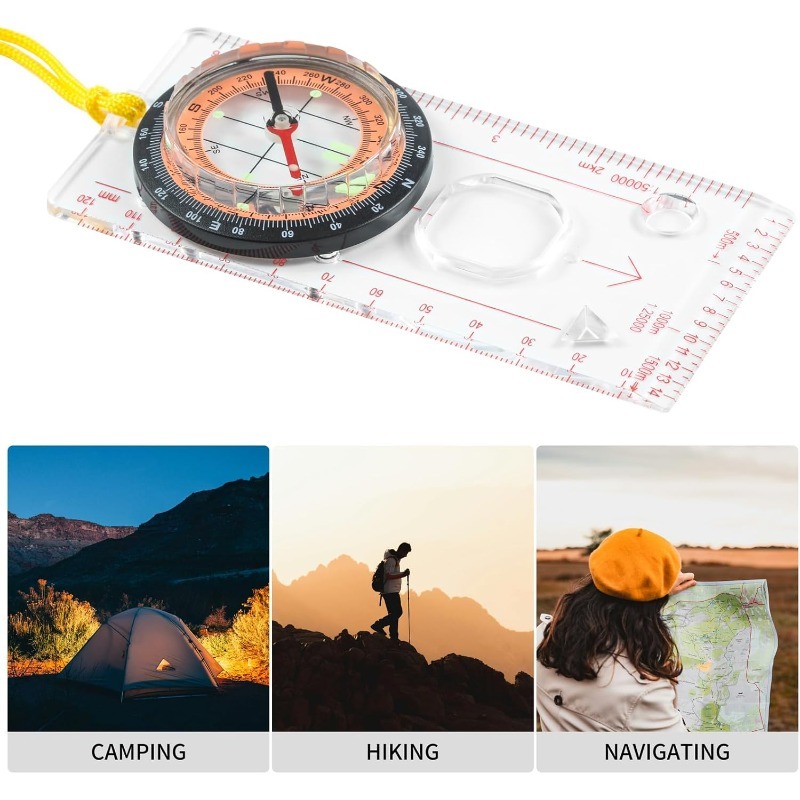 Map Compass Orienteering - 1-10 ชิ้น เข็มทิศ ไม้บรรทัดวัดระยะทาง อุปกรณ์นำทางกลางแจ้งสำหรับการล่าสัตว์ การเอาตัวรอด