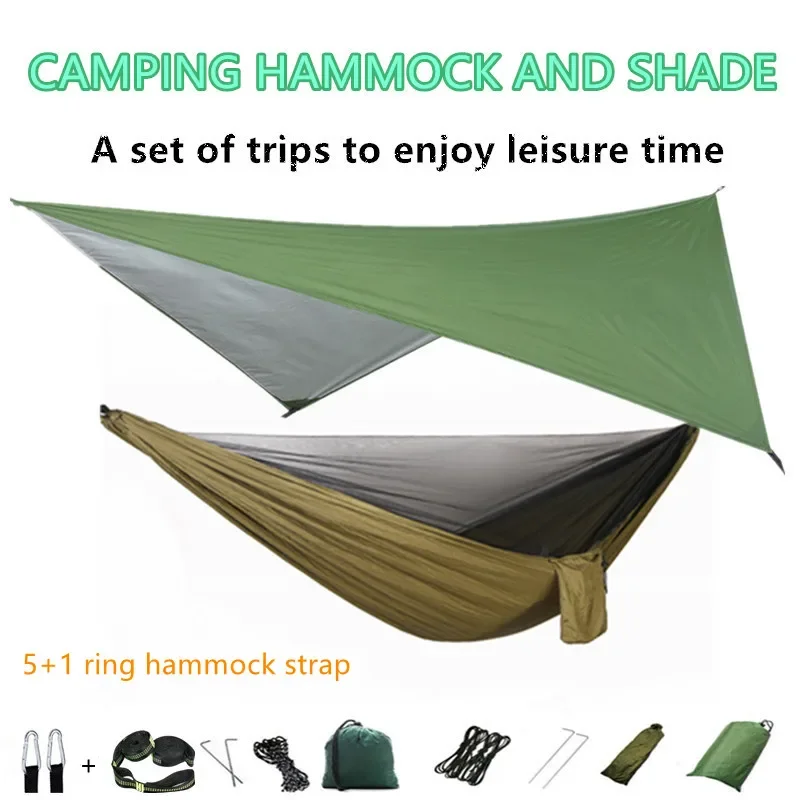 Hammock Rain Tarp - Camping Hammock พร้อมมุ้งกันยุงและ Rain Fly Tarp,