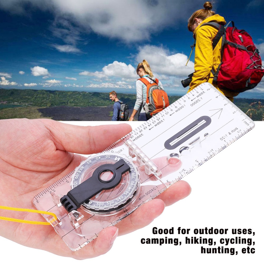 Map Compass Orienteering - เข็มทิศนำทางแบบโปร่งใส น้ำหนักเบา ทนทาน พร้อมสายคล้องคอ เข็มทิศทำแผนที่ เข็มทิศนำทาง