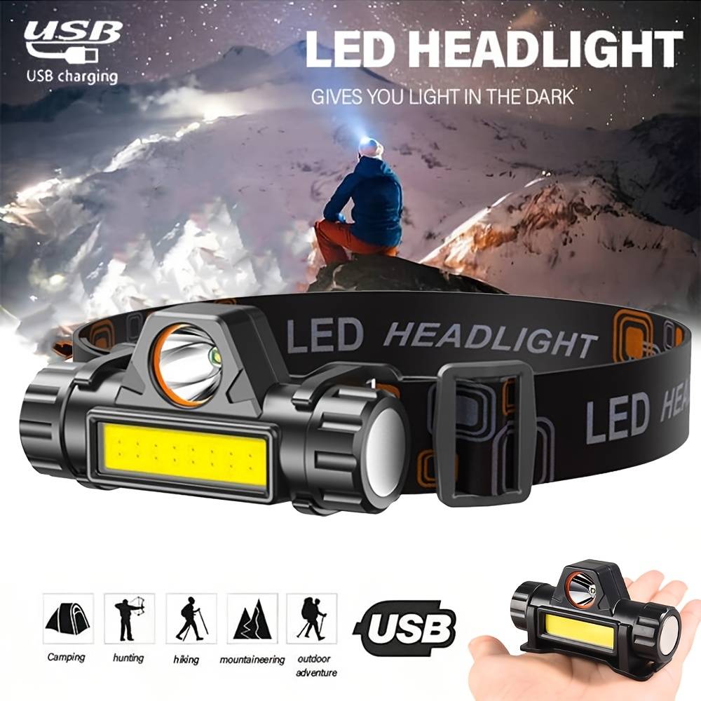 Headlamp Waterproof Rechargeable - ไฟหน้าสว่างพิเศษแบบชาร์จ USB ได้ กันน้ำ พร้อมหลอด XPE