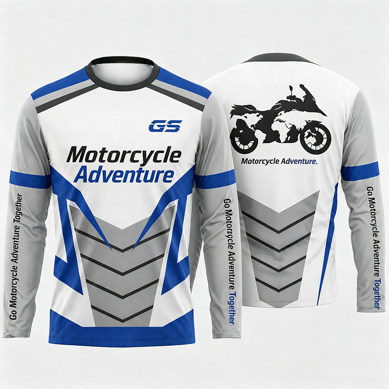 Outdoor Adventures - เสื้อเจอร์ซีย์สำหรับขับขี่มอเตอร์ไซค์แขนยาว ระบายอากาศได้ดี รุ่น GS Adventure เหมาะสำหรับกิจกรรมกลางแจ้งและการเดินทางด้วยมอเตอร์ไซค์