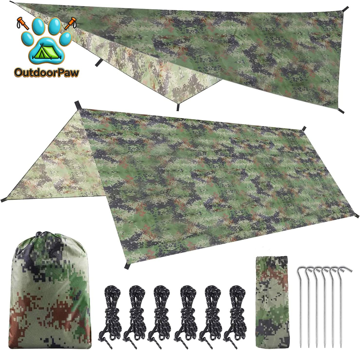 Hammock Rain Tarp - ผ้าใบคลุมเต็นท์กันฝนแบบแฮมมอค 3*3 เมตร กันน้ำ ป้องกันรังสียูวี น้ำหนักเบา