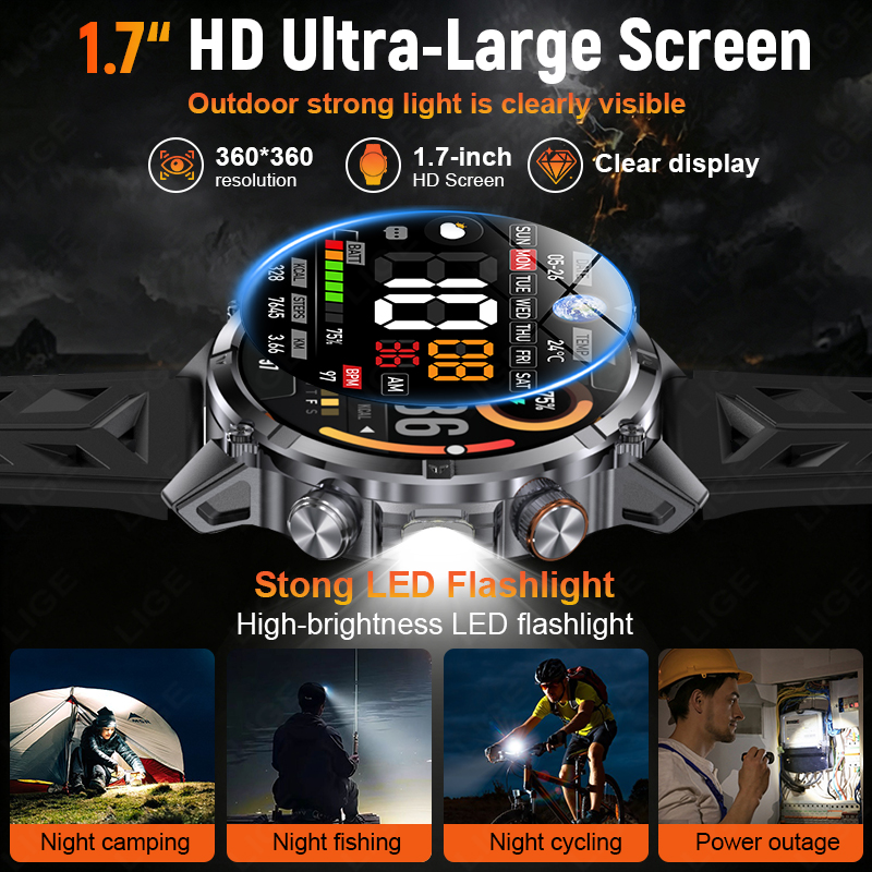 LIGE สมาร์ทวอทช์สำหรับผู้ชายรุ - Outdoor Adventure Reservations บทวิจารณ์และราคา