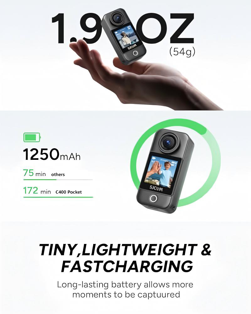 C400 Pocket SJCAM กล้องถ่ายภาพ - Outdoor Adventure Images บทวิจารณ์และราคา