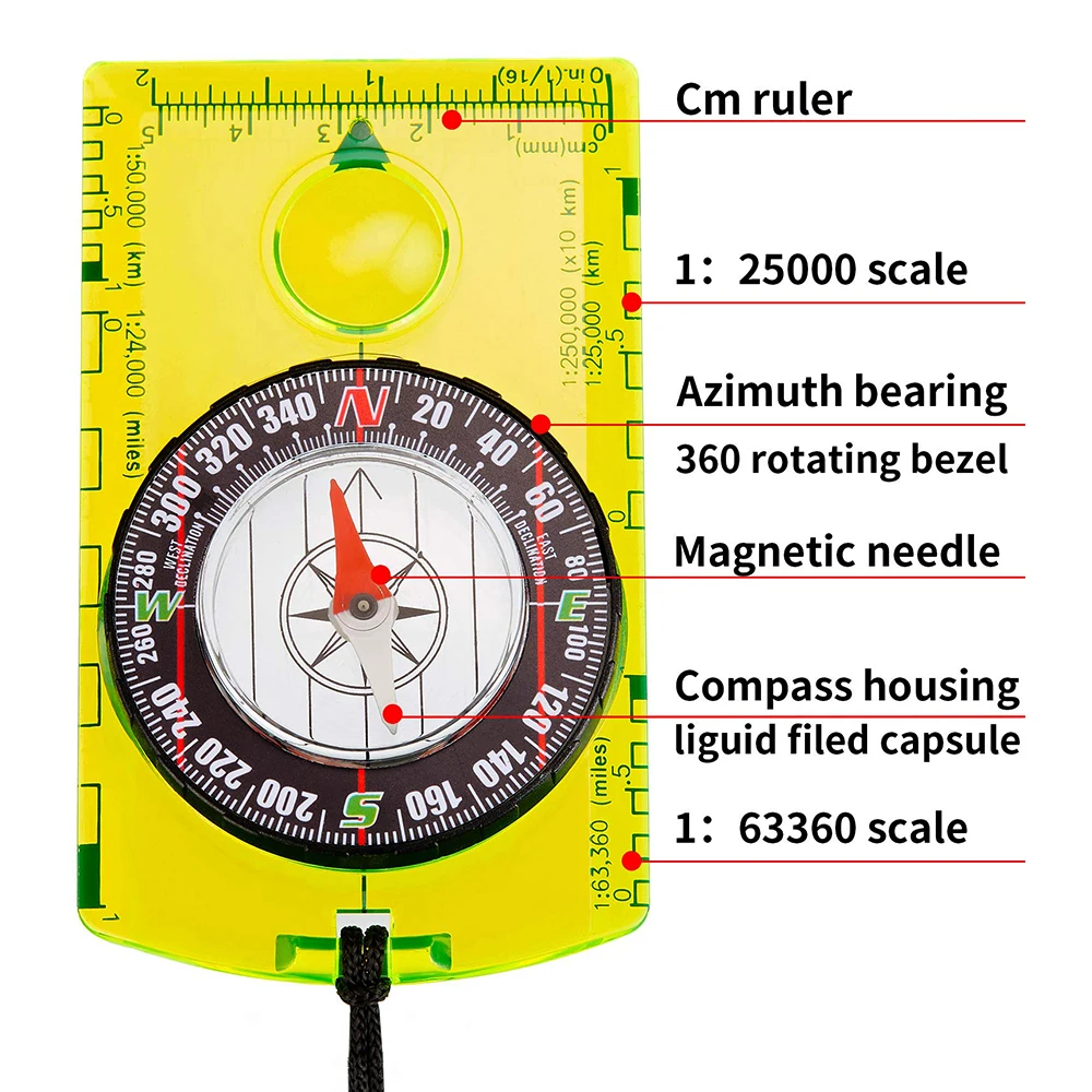 เข็มทิศกันน้ำ อุปกรณ์กลางแจ้ง  - Map Compass Orienteering บทวิจารณ์และราคา