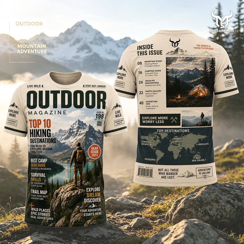 เสื้อยืดพิมพ์ลายสไตล์นักเดินทา - Outdoor Adventure Magazines บทวิจารณ์และราคา