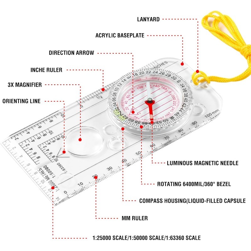 1-10 ชิ้น เข็มทิศ ไม้บรรทัดวัด - Map Compass Orienteering บทวิจารณ์และราคา
